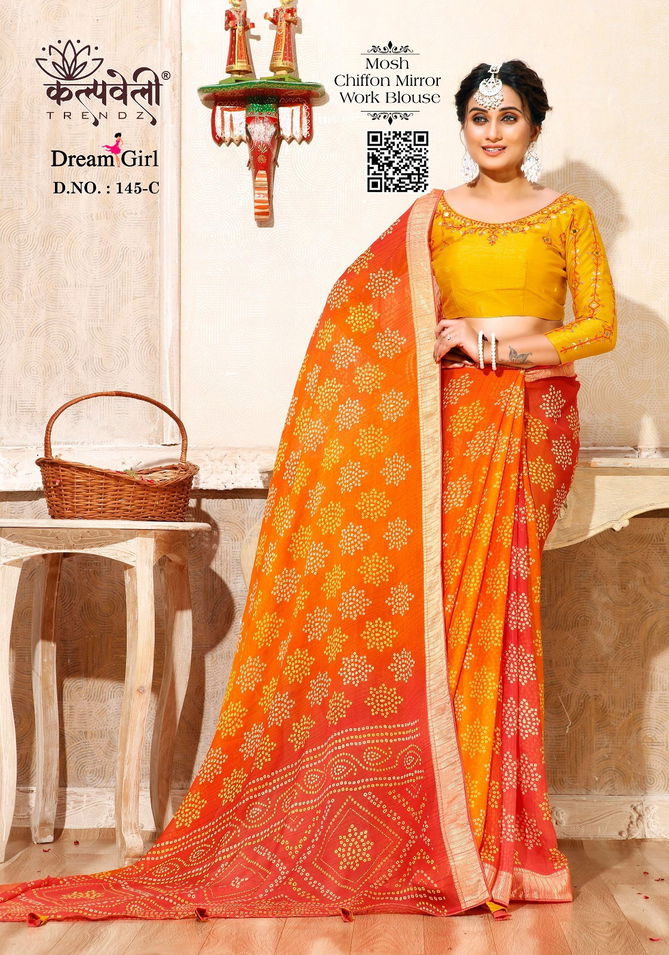 Dream Girl 145 By Kalpatru Moss Chiffon Designer Printed Sarees Wholesale Shop In Surat